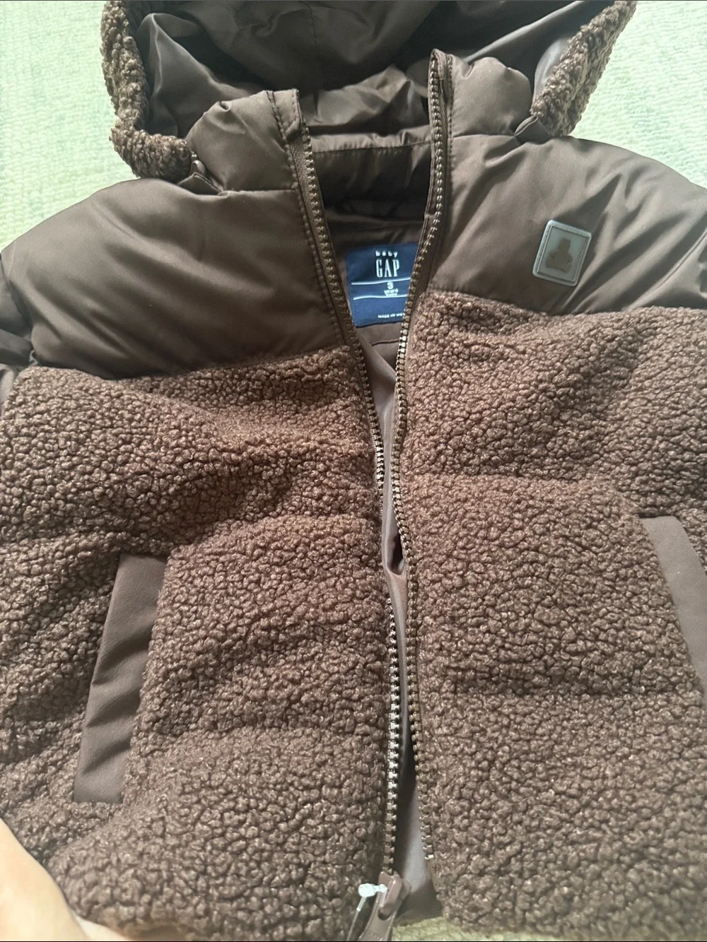 GAP Chocolate Brown Sherpa Puffer Hooded Jacket